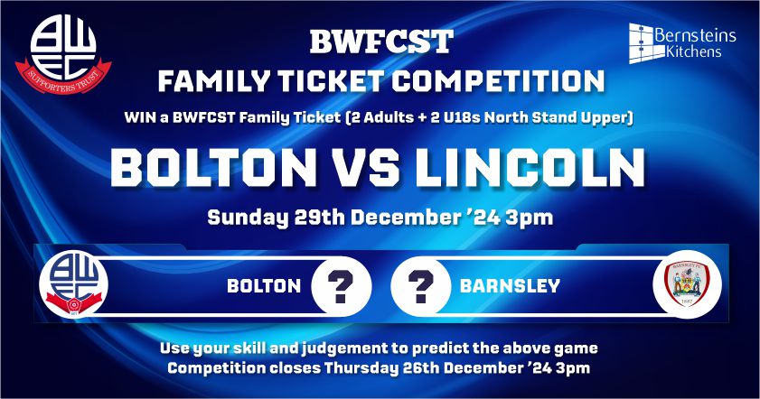 BWFCST Family Ticket Competition Win Lincoln City Tickets