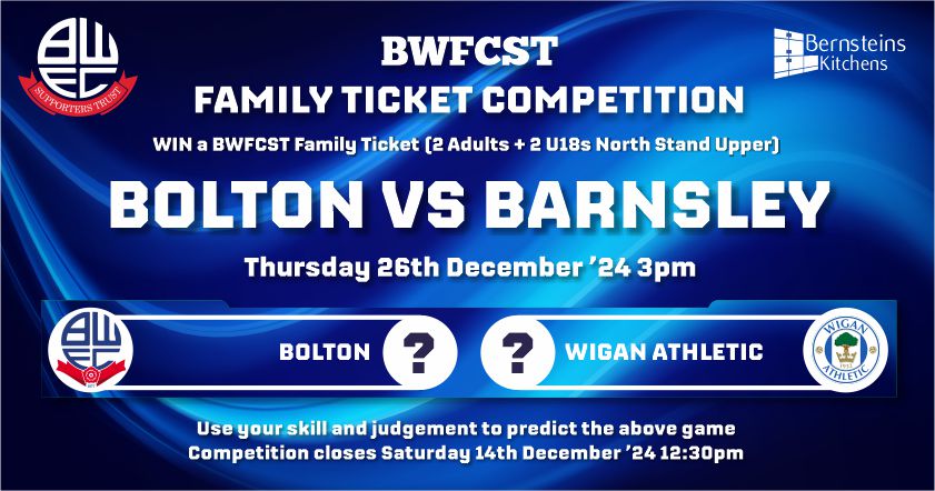 BWFCST Family Ticket Competition Win Barnsley Tickets