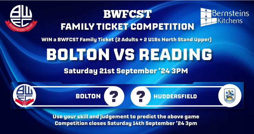 BWFCST Family Ticket Competition Win Reading Tickets