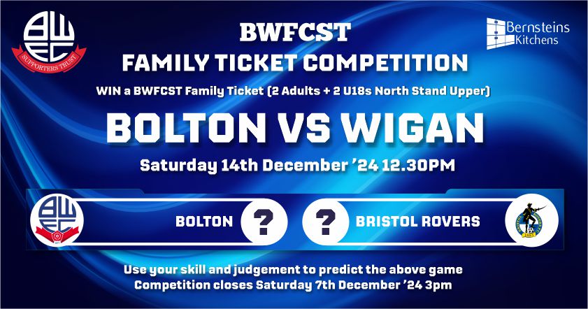 BWFCST Family Ticket Competition Win Wigan Tickets